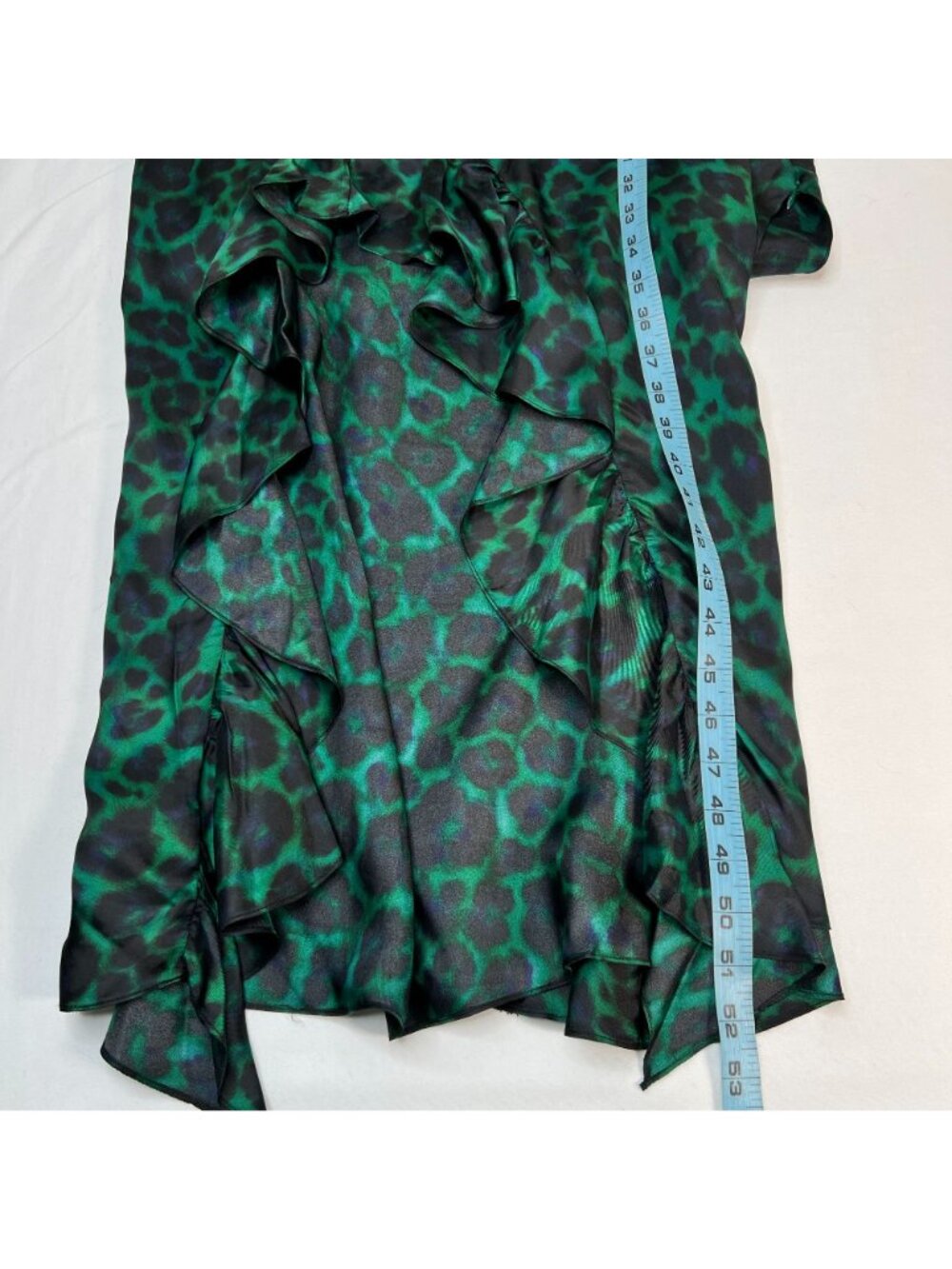 Sandro Amazonie Leopard Print Satin Midi Slip Dress Green Animal Print US 4 - Picture 11 of 16